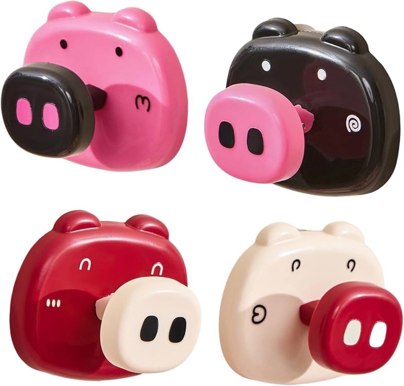 Red Cartoon Pig Wall Hooks 2 Pack Removable Adhesive Storage for Home Organization - Image 4